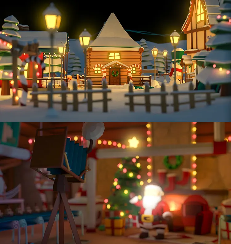 3d images of a christmas video game for families